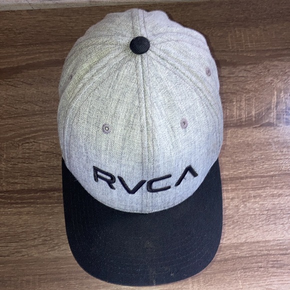 Pre Owned RVCA Snapback Hat Men's Unisex Cap Gray Black Logo - Picture 4 of 10